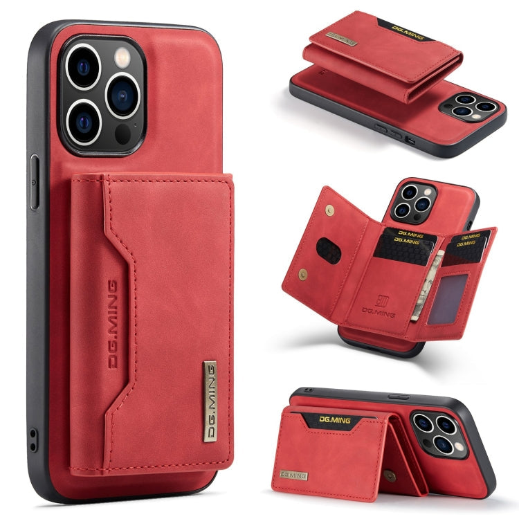 DG.MING M2 Series 3-Fold Card Bag Wallet Leather Phone Case – Magnetic, Card Slot, Leather, For iPhone 16, For iPhone 15 Pro Max, For iPhone 15 Pro, For iPhone 15 Plus For iPhone 15 Pro Red