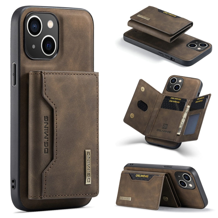 DG.MING M2 Series 3-Fold Card Bag Wallet Leather Phone Case – Magnetic, Card Slot, Leather, For iPhone 16, For iPhone 15 Pro Max, For iPhone 15 Pro, For iPhone 15 Plus For iPhone 15 Plus Coffee