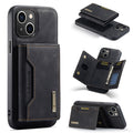 DG.MING M2 Series 3-Fold Card Bag Wallet Leather Phone Case, For iPhone 15 For iPhone 15 Black