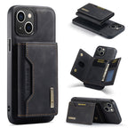 DG.MING M2 Series 3-Fold Card Bag Wallet Leather Phone Case, For iPhone 15 For iPhone 15 Black