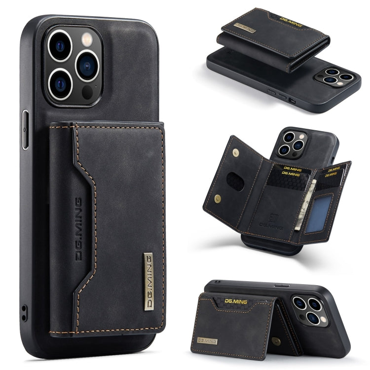 DG.MING M2 Series 3-Fold Card Bag Wallet Leather Phone Case – Magnetic, Card Slot, Leather, For iPhone 16, For iPhone 15 Pro Max, For iPhone 15 Pro, For iPhone 15 Plus For iPhone 15 Pro Max Black