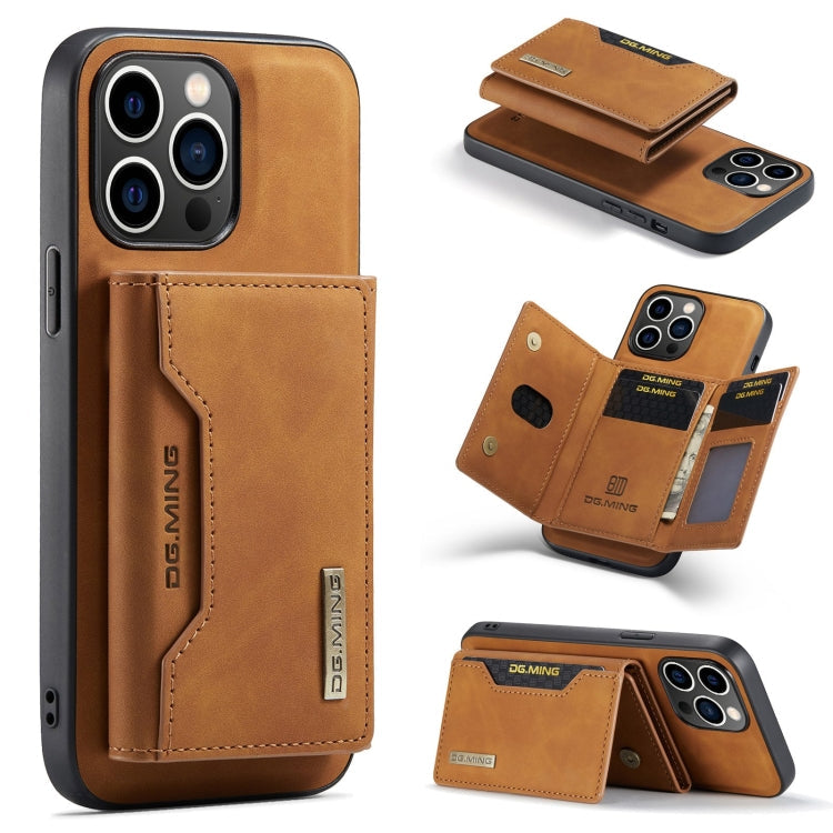 DG.MING M2 Series 3-Fold Card Bag Wallet Leather Phone Case – Magnetic, Card Slot, Leather, For iPhone 16, For iPhone 15 Pro Max, For iPhone 15 Pro, For iPhone 15 Plus For iPhone 15 Pro Max Brown