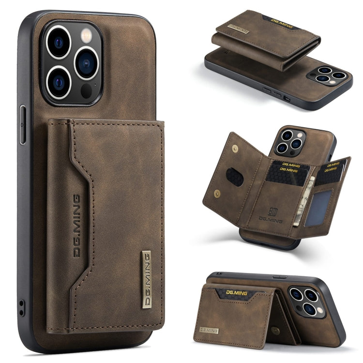DG.MING M2 Series 3-Fold Card Bag Wallet Leather Phone Case – Magnetic, Card Slot, Leather, For iPhone 16, For iPhone 15 Pro Max, For iPhone 15 Pro, For iPhone 15 Plus For iPhone 15 Pro Max Coffee