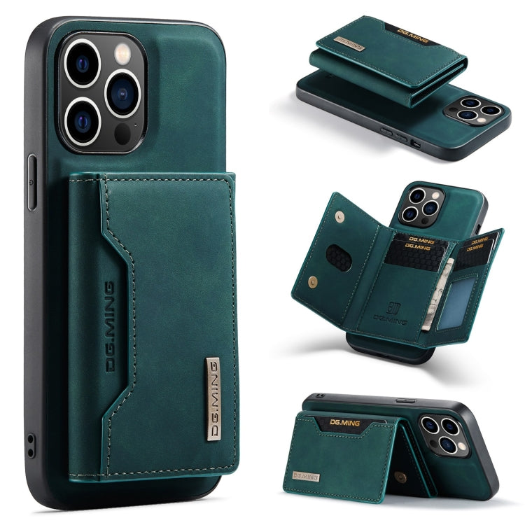 DG.MING M2 Series 3-Fold Card Bag Wallet Leather Phone Case – Magnetic, Card Slot, Leather, For iPhone 16, For iPhone 15 Pro Max, For iPhone 15 Pro, For iPhone 15 Plus For iPhone 15 Pro Max Green