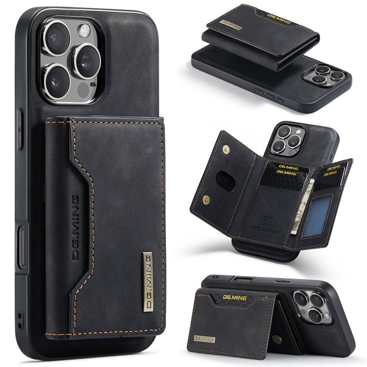 DG.MING M2 Series 3-Fold Card Bag Wallet Leather Phone Case – Magnetic, Card Slot, Leather, For iPhone Air, For iPhone 16 Pro Max, For iPhone 16 Pro, For iPhone 16 Plus For iPhone 16 Pro Max Black