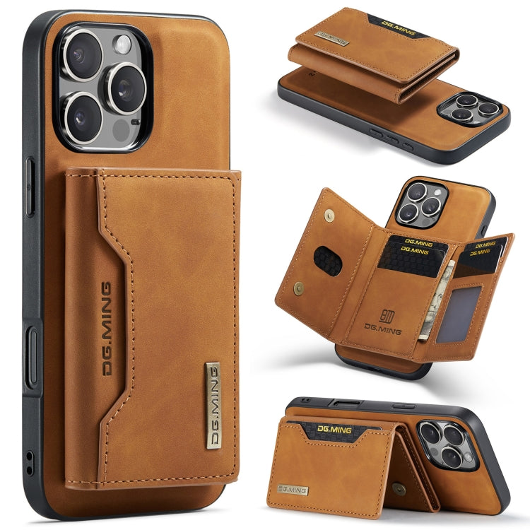 DG.MING M2 Series 3-Fold Card Bag Wallet Leather Phone Case – Magnetic, Card Slot, Leather, For iPhone Air, For iPhone 16 Pro Max, For iPhone 16 Pro, For iPhone 16 Plus For iPhone 16 Pro Max Brown
