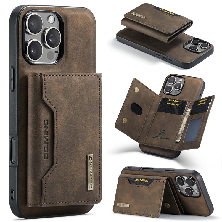 DG.MING M2 Series 3-Fold Card Bag Wallet Leather Phone Case – Magnetic, Card Slot, Leather, For iPhone Air, For iPhone 16 Pro Max, For iPhone 16 Pro, For iPhone 16 Plus For iPhone 16 Pro Max Coffee