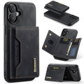 DG.MING M2 Series 3-Fold Card Bag Wallet Leather Phone Case, For iPhone 16, For iPhone 15 Pro Max, For iPhone 15 Pro, For iPhone 15 Plus For iPhone 16 Black