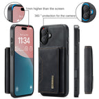 DG.MING M2 Series 3-Fold Card Bag Wallet Leather Phone Case, For iPhone 16, For iPhone 15 Pro Max, For iPhone 15 Pro, For iPhone 15 Plus