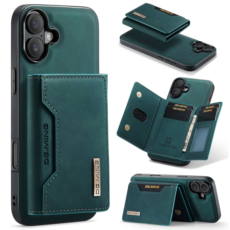 DG.MING M2 Series 3-Fold Card Bag Wallet Leather Phone Case – Magnetic, Card Slot, Leather, For iPhone 16, For iPhone 15 Pro Max, For iPhone 15 Pro, For iPhone 15 Plus For iPhone 16 Green
