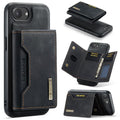 DG.MING M2 Series 3-Fold Card Bag Wallet Leather Phone Case, For iPhone 17e / 16e, For iPhone 17 Pro Max, For iPhone 17 Pro, For iPhone 17 For iPhone 17e 16e Black