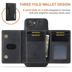 DG.MING M2 Series 3-Fold Card Bag Wallet Leather Phone Case, For iPhone 17e / 16e, For iPhone 17 Pro Max, For iPhone 17 Pro, For iPhone 17