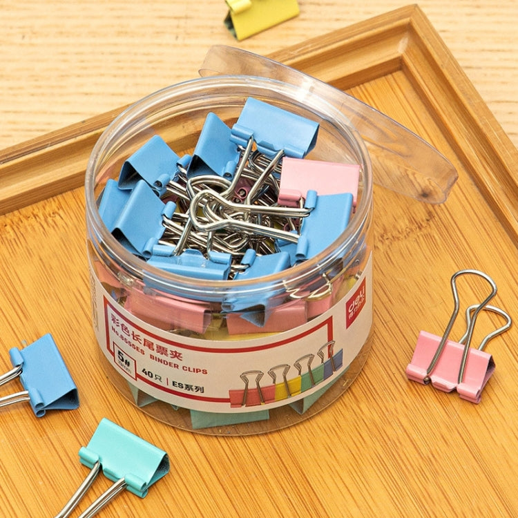 Deli 8556ES60pcs / Box Colorful Binder Clip Bill Clip Dovetail Clip Metal Iron Bill Clip, 15mm x 60pcs / Box, 19mm x 40pcs / Box – Durable Build, Easy to Use 19mm x 40pcs Box