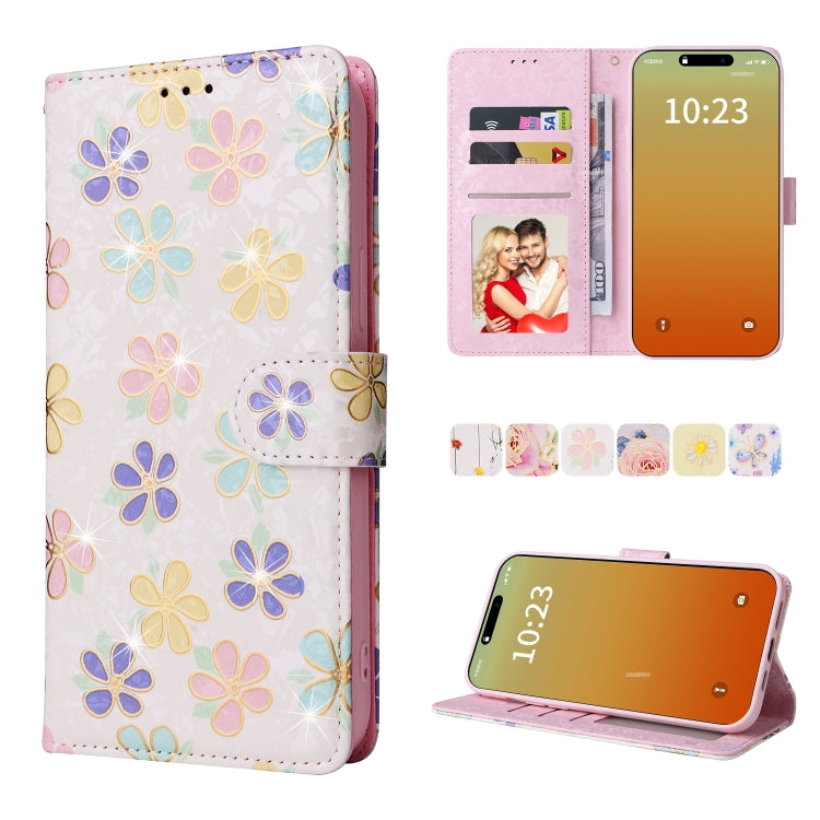 Bronzing Painting RFID Leather Case – Card Slot, Leather, For iPhone 16, For iPhone 15 Pro Max, For iPhone 15 Pro, For iPhone 15 Plus For iPhone 15 Pro Max Bloosoming Flower