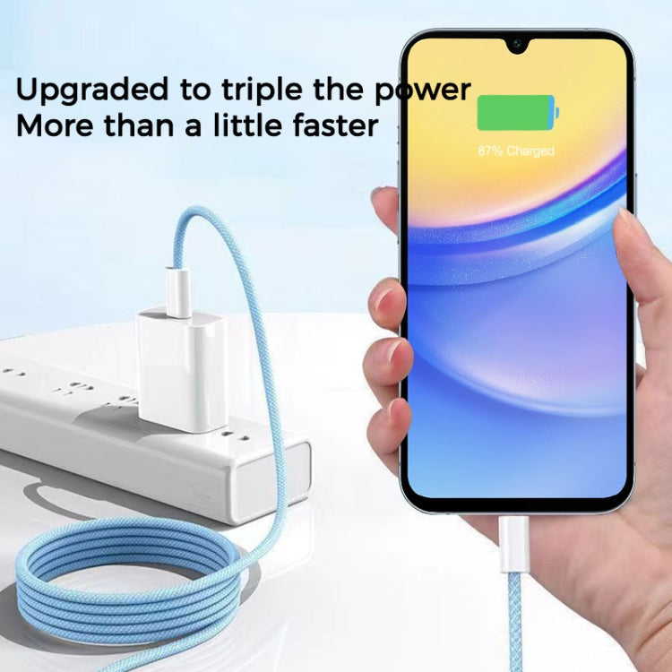 1m USB-C / Type-C to Type-C Macaron Braided Charging Cable – Fast Charging, Data Transmission, TPU