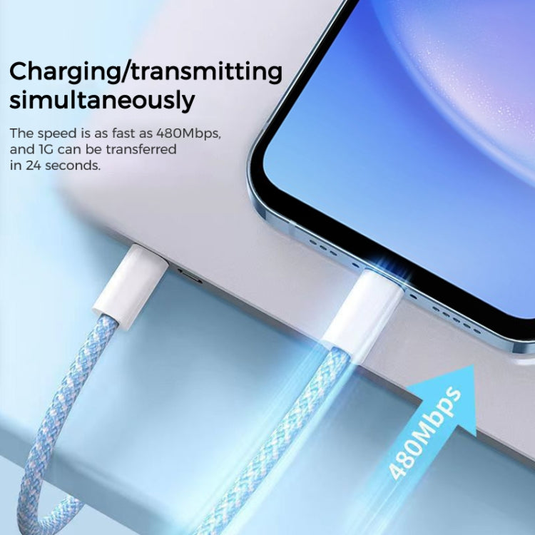 1m USB-C / Type-C to Type-C Macaron Braided Charging Cable – Fast Charging, Data Transmission, TPU