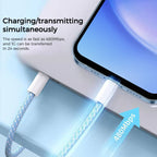 1m USB-C / Type-C to Type-C Macaron Braided Charging Cable – Fast Charging, Data Transmission, TPU