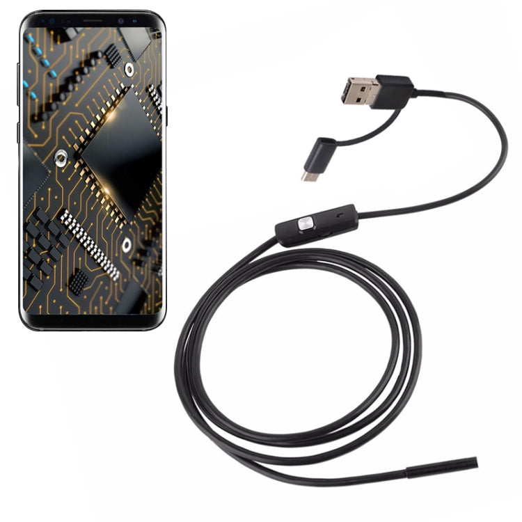 AN100 3 in 1 IP67 Waterproof USB-C / Type-C + Micro USB + USB HD Endoscope Hard Tube Inspection Camera for Parts of OTG Function Android Mobile Phone, with 6 LEDs, 5.5mm, 7mm, 8mm 5.5mm Length: 1m