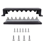 RV 600A High Current busbar 8-way Straight M10 Wiring Studs, CP-4298-01, CP-4298-02 CP-4298-01 Black