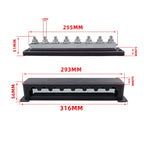 RV 600A High Current busbar 8-way Straight M10 Wiring Studs, CP-4298-01, CP-4298-02
