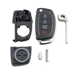4-button Folding Car Key Shell with Metal Edge Solaris ix35 ix4 Santa For Hyundai Sonata 2014-2017 / Tucson 2016-2019 / Santa Fe 2013-2016, For Hyundai 4-button Solaris ix35 ix4