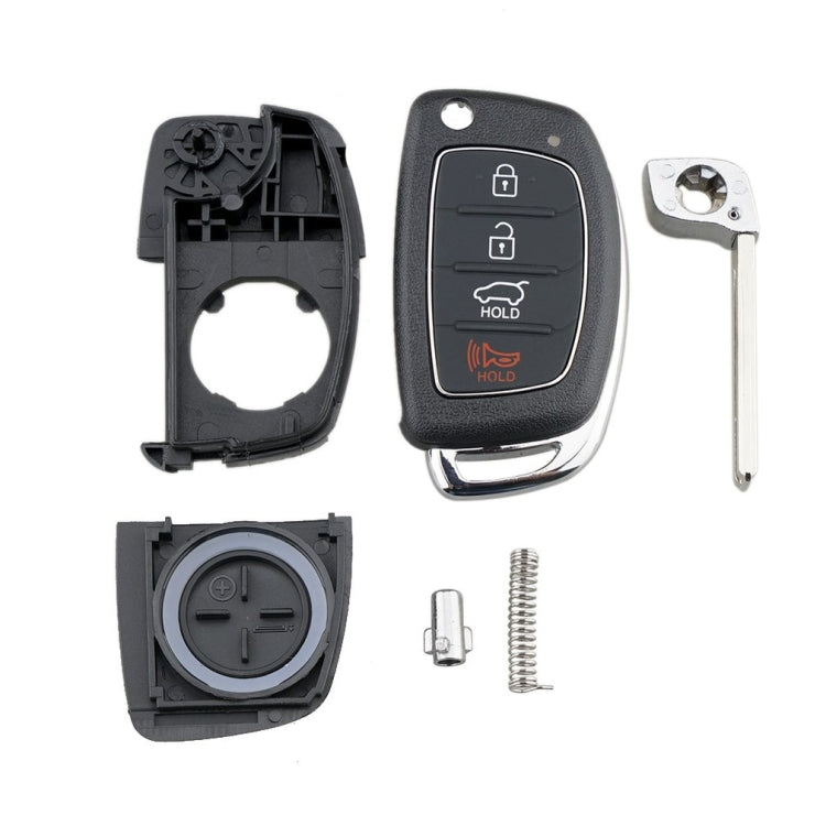 4-button Folding Car Key Shell with Metal Edge Solaris ix35 ix4 Santa For Hyundai Sonata 2014-2017 / Tucson 2016-2019 / Santa Fe 2013-2016, For Hyundai 4-button Solaris ix35 ix4