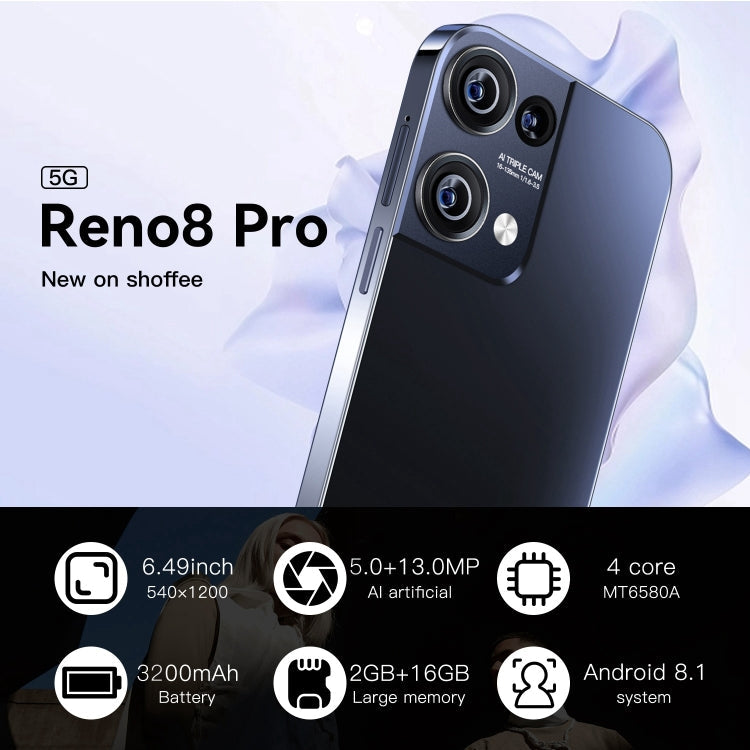 Reno8 Pro / B55, 6.49 inch Screen, Face Identification, Android 8.1 MTK6580A Quad Core, Network: 3G, OTG, Dual SIM, Reno8 Pro / B55 2GB+16GB