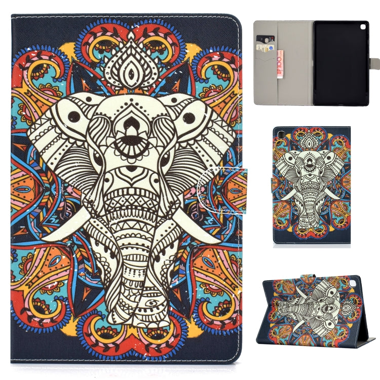 Colored Drawing Pattern Horizontal Flip PU Leather Case with Holder & Card Slot & Sleep / Wake-up Function – Card Slot, Flip, Leather, For Samsung Galaxy Tab S5e 10.5 T720 / T725, For Amazon Kindle Fire HD 8 2016/2017, For Amazon Kindle Fire HD 10 2017 For Samsung Galaxy Tab S5e 10.5 T720 T725 Colorful Elephant