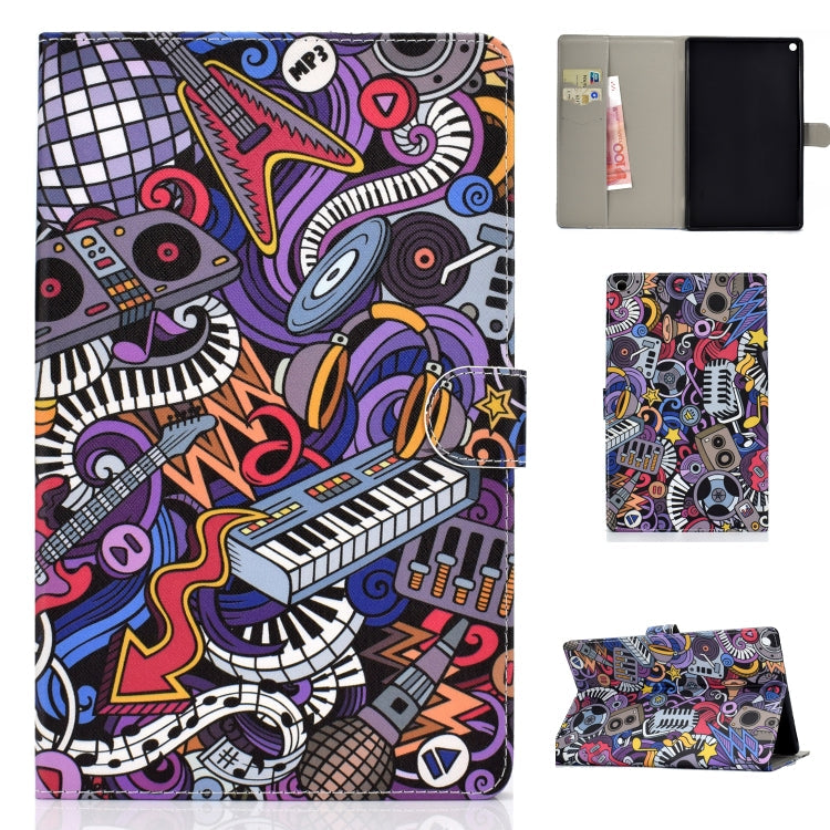 Colored Drawing Pattern Horizontal Flip PU Leather Case with Holder & Card Slot & Sleep / Wake-up Function – Card Slot, Flip, Leather, For Samsung Galaxy Tab S5e 10.5 T720 / T725, For Amazon Kindle Fire HD 8 2016/2017, For Amazon Kindle Fire HD 10 2017 For Amazon Kindle Fire HD 8 2016 2017 Graffiti