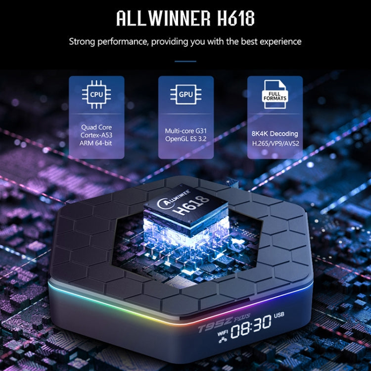 T95Z Plus 8K WiFi6 Android 12.0 Smart TV Box with Remote Control, Allwinner H618 Quad-Core, 2GB+16GB, 4GB+32GB, 4GB+64GB