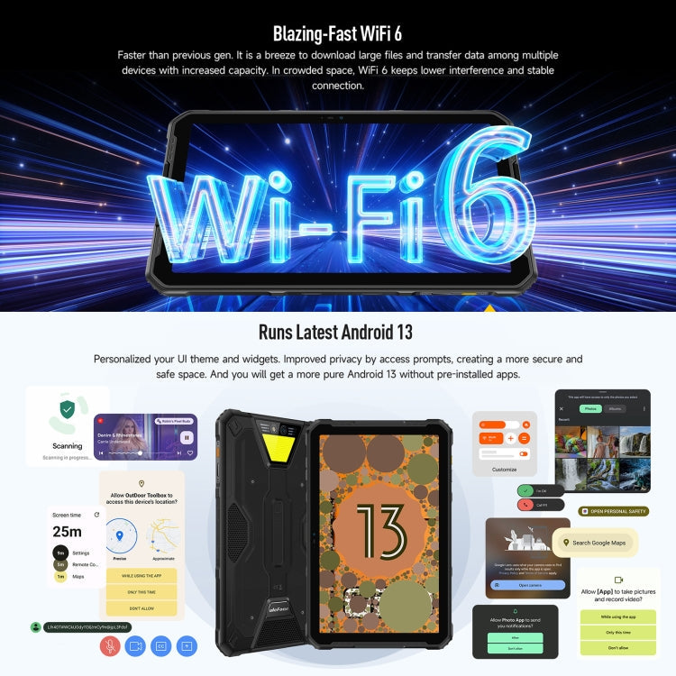 Ulefone Armor Pad 2 Rugged Tablet PC, 16GB+256GB 11 inch Android 13 MediaTek Helio G99 Octa Core 4G Network, Armor Pad 2, Armor Pad 2 (Yellow) – Fast Charging, Bluetooth
