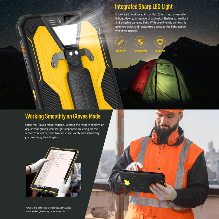 Ulefone Armor Pad 2 Rugged Tablet PC, 16GB+256GB 11 inch Android 13 MediaTek Helio G99 Octa Core 4G Network, Armor Pad 2, Armor Pad 2 (Yellow) – Fast Charging, Bluetooth