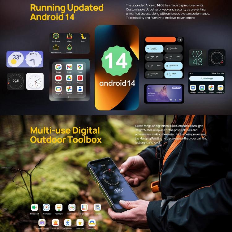 Ulefone Armor 24, Rugged Phone, Side Fingerprint, 22000mAh, 6.78 inch Android 14 MediaTek Helio G96 Octa Core, Network: 4G, NFC, Armor 24 – Lanyard, Magnetic, Fast Charging