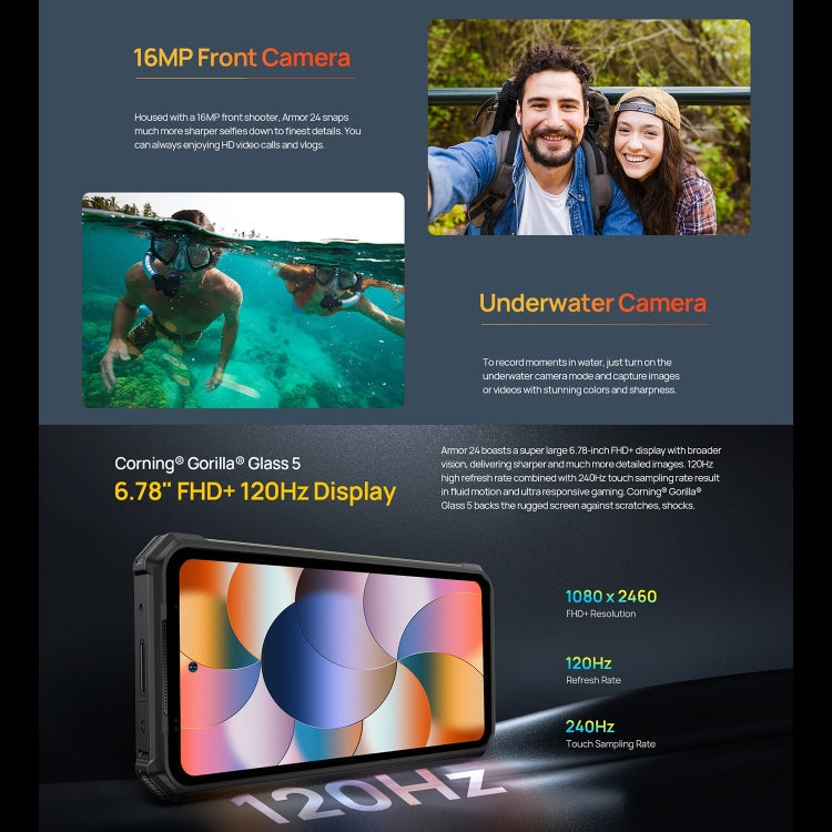 Ulefone Armor 24, Rugged Phone, Side Fingerprint, 22000mAh, 6.78 inch Android 14 MediaTek Helio G96 Octa Core, Network: 4G, NFC, Armor 24 – Lanyard, Magnetic, Fast Charging