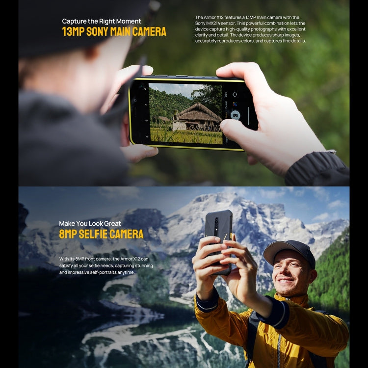 Ulefone Armor X12, Rugged Phone, Face Unlock, 5.45 inch Android 13 Go MediaTek Helio A22 Quad Core, Network: 4G, NFC, 3GB+32GB – Lanyard, Magnetic