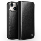 QIALINO Classic Genuine Leather Phone Case, For iPhone 15 For iPhone 15 Black