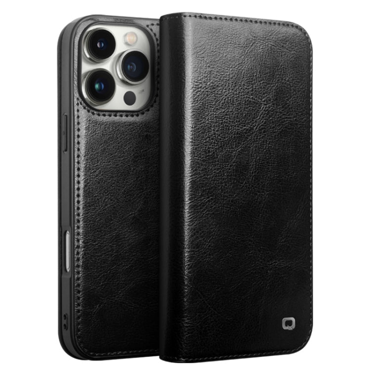 QIALINO Classic Genuine Leather Phone Case – Leather, For iPhone 16e / 17e, For iPhone 17 Pro Max, For iPhone 17 Pro, For iPhone 17, For iPhone Air, For iPhone 16 Pro Max, For iPhone 16 Pro, For iPhone 16 Plus, For iPhone 16, For iPhone 15 Pro Max... For iPhone 16 Pro Max Black