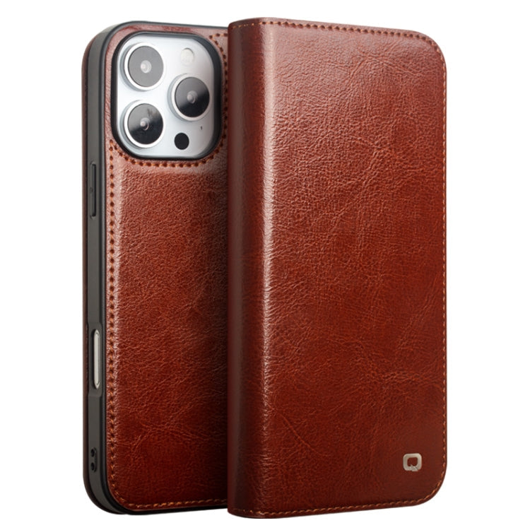 QIALINO Classic Genuine Leather Phone Case – Leather, For iPhone 16e / 17e, For iPhone 17 Pro Max, For iPhone 17 Pro, For iPhone 17, For iPhone Air, For iPhone 16 Pro Max, For iPhone 16 Pro, For iPhone 16 Plus, For iPhone 16, For iPhone 15 Pro Max... For iPhone 16 Pro Max Brown