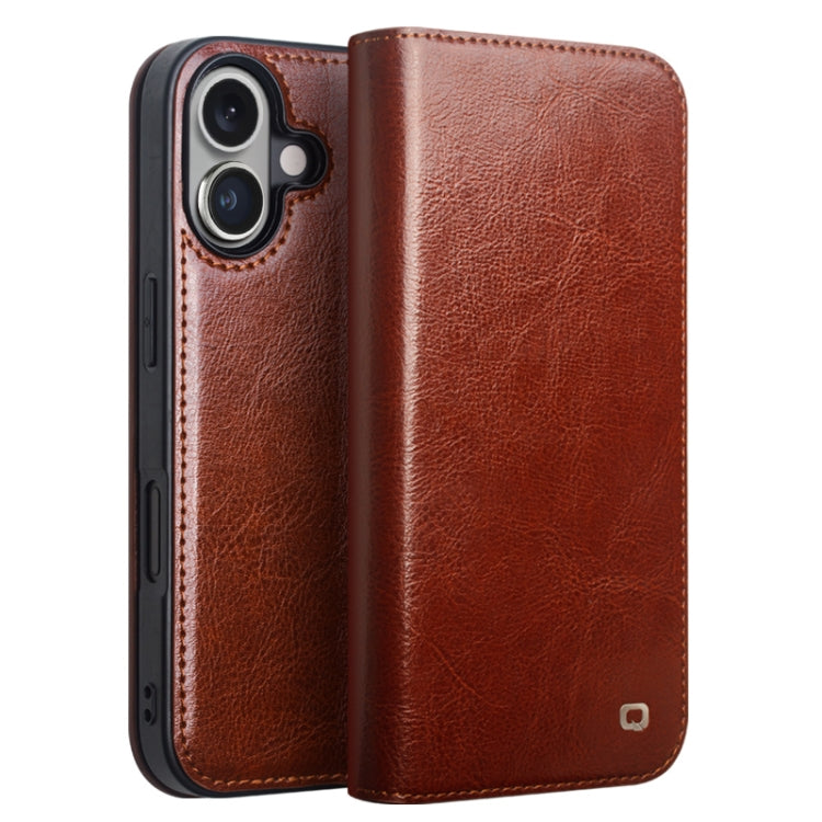 QIALINO Classic Genuine Leather Phone Case – Leather, For iPhone 16e / 17e, For iPhone 17 Pro Max, For iPhone 17 Pro, For iPhone 17, For iPhone Air, For iPhone 16 Pro Max, For iPhone 16 Pro, For iPhone 16 Plus, For iPhone 16, For iPhone 15 Pro Max... For iPhone 16 Plus Brown