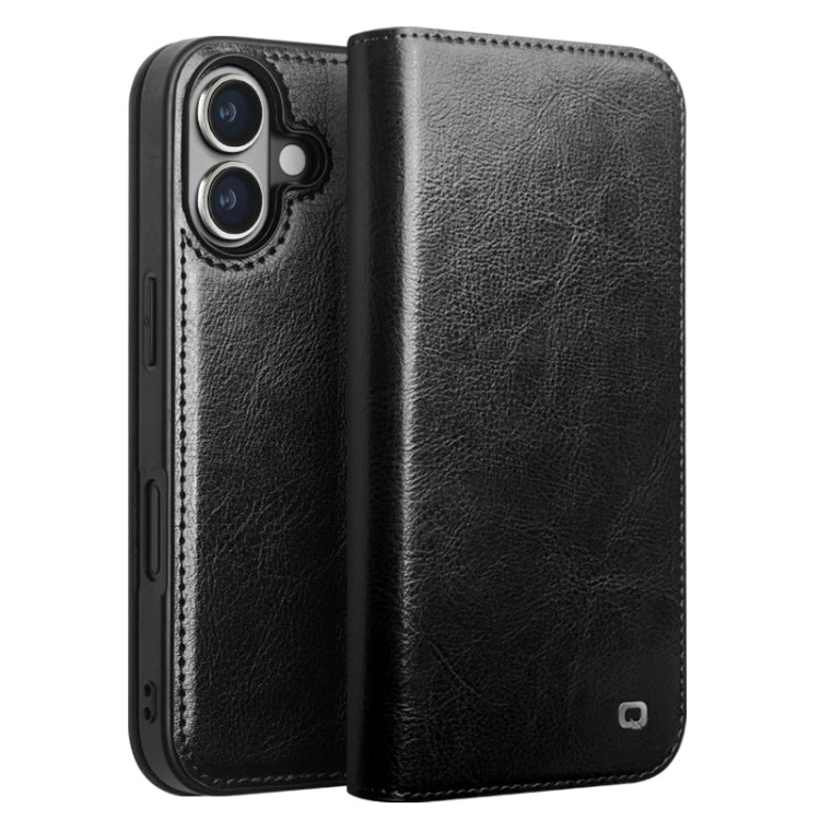 QIALINO Classic Genuine Leather Phone Case – Leather, For iPhone 16e / 17e, For iPhone 17 Pro Max, For iPhone 17 Pro, For iPhone 17, For iPhone Air, For iPhone 16 Pro Max, For iPhone 16 Pro, For iPhone 16 Plus, For iPhone 16, For iPhone 15 Pro Max... For iPhone 16 Black
