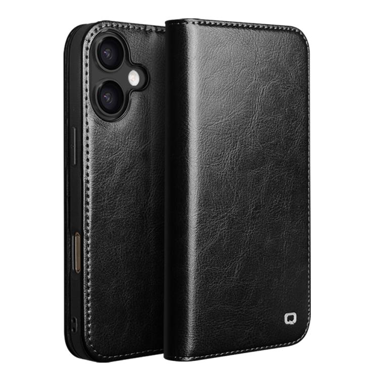 QIALINO Classic Genuine Leather Phone Case – Leather, For iPhone 16e / 17e, For iPhone 17 Pro Max, For iPhone 17 Pro, For iPhone 17, For iPhone Air, For iPhone 16 Pro Max, For iPhone 16 Pro, For iPhone 16 Plus, For iPhone 16, For iPhone 15 Pro Max... For iPhone 17 Black