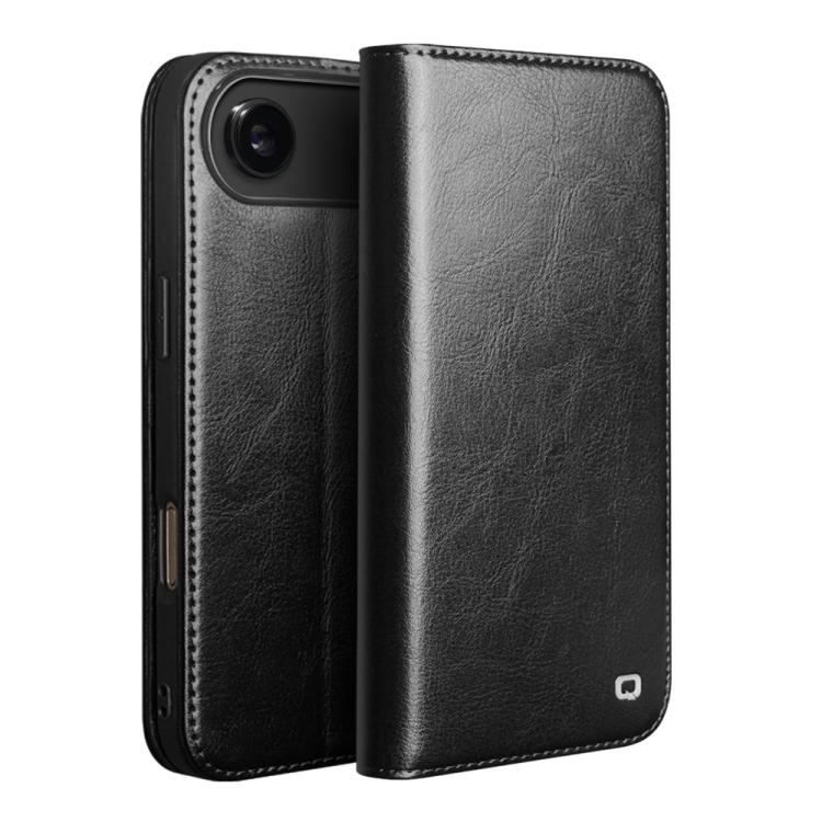 QIALINO Classic Genuine Leather Phone Case – Leather, For iPhone 16e / 17e, For iPhone 17 Pro Max, For iPhone 17 Pro, For iPhone 17, For iPhone Air, For iPhone 16 Pro Max, For iPhone 16 Pro, For iPhone 16 Plus, For iPhone 16, For iPhone 15 Pro Max... For iPhone Air Black