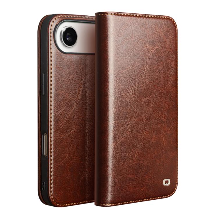 QIALINO Classic Genuine Leather Phone Case – Leather, For iPhone 16e / 17e, For iPhone 17 Pro Max, For iPhone 17 Pro, For iPhone 17, For iPhone Air, For iPhone 16 Pro Max, For iPhone 16 Pro, For iPhone 16 Plus, For iPhone 16, For iPhone 15 Pro Max... For iPhone Air Brown