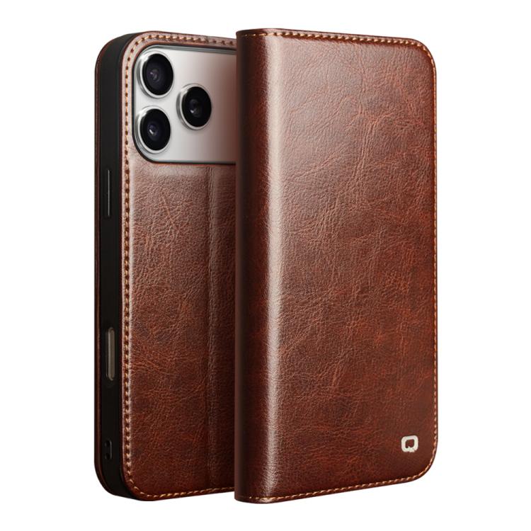 QIALINO Classic Genuine Leather Phone Case – Leather, For iPhone 16e / 17e, For iPhone 17 Pro Max, For iPhone 17 Pro, For iPhone 17, For iPhone Air, For iPhone 16 Pro Max, For iPhone 16 Pro, For iPhone 16 Plus, For iPhone 16, For iPhone 15 Pro Max... For iPhone 17 Pro Max Brown