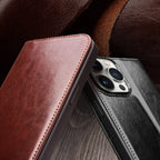 QIALINO Classic Genuine Leather Phone Case, For iPhone 16e / 17e, For iPhone 17 Pro Max, For iPhone 17 Pro, For iPhone 17, For iPhone Air, For iPhone 16 Pro Max, For iPhone 16 Pro, For iPhone 16 Plus, For iPhone 16, For iPhone 15 Pro Max               ...