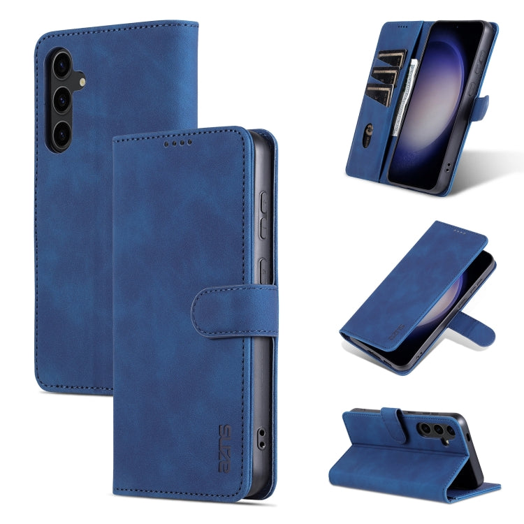 AZNS Skin Feel Calf Texture Flip Leather Phone Case, For Samsung Galaxy S24+ 5G, For Samsung Galaxy S24 5G, For Samsung Galaxy A15, For Samsung Galaxy A05 For Samsung Galaxy S24+ 5G Blue