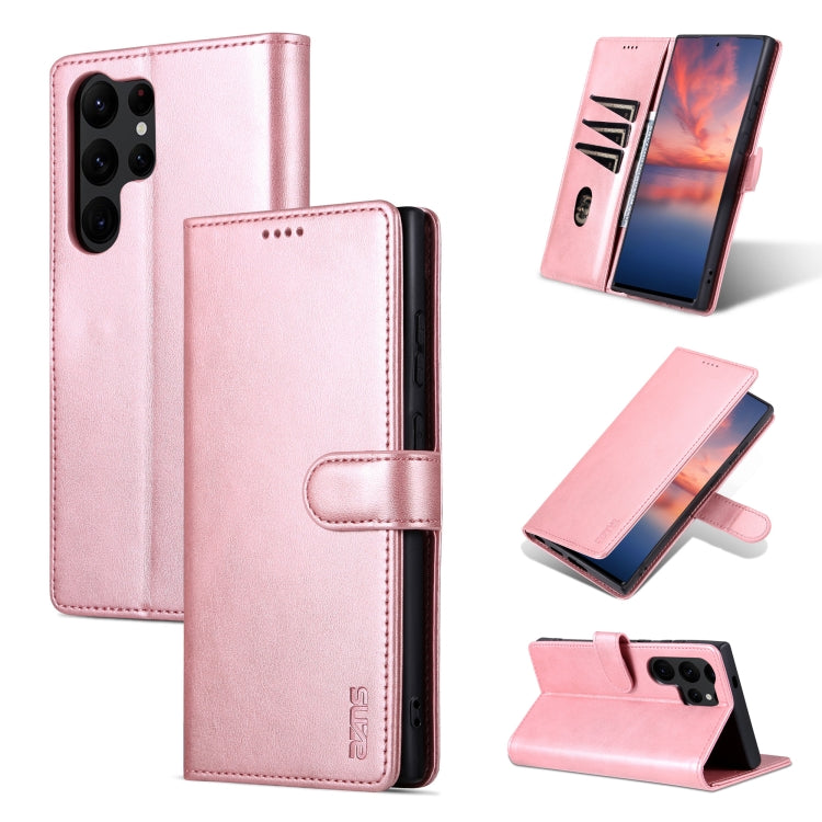 AZNS Skin Feel Calf Texture Flip Leather Phone Case – Card Slot, Flip, Leather, For Samsung Galaxy S24 Ultra 5G, For Samsung Galaxy A55 5G, For Samsung Galaxy A35 5G, For Samsung Galaxy A24 4G / A25 For Samsung Galaxy S24 Ultra 5G Rose Gold