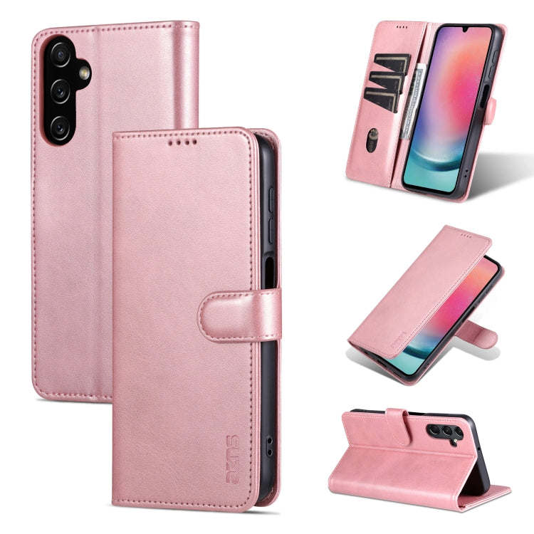 AZNS Skin Feel Calf Texture Flip Leather Phone Case – Card Slot, Flip, Leather, For Samsung Galaxy A05s For Samsung Galaxy A05s Rose Gold
