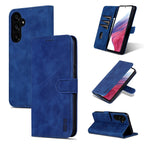 AZNS Skin Feel Calf Texture Flip Leather Phone Case – Card Slot, Flip, Leather, For Samsung Galaxy S24 Ultra 5G, For Samsung Galaxy A55 5G, For Samsung Galaxy A35 5G, For Samsung Galaxy A24 4G / A25 For Samsung Galaxy A55 5G Blue
