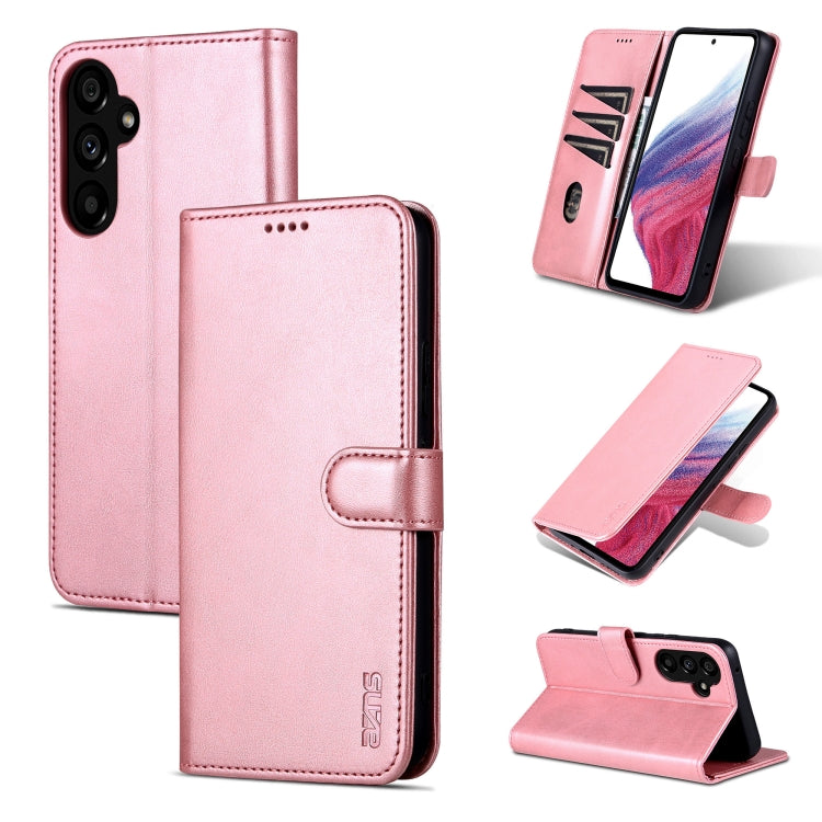 AZNS Skin Feel Calf Texture Flip Leather Phone Case – Card Slot, Flip, Leather, For Samsung Galaxy S24 Ultra 5G, For Samsung Galaxy A55 5G, For Samsung Galaxy A35 5G, For Samsung Galaxy A24 4G / A25 For Samsung Galaxy A55 5G Rose Gold